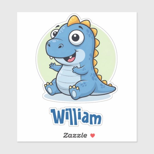 Sticker Bébé dinosaure bleu adorable (Feuille)