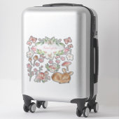 Sticker Bébé dormant Cerf rose Champignons ensemble de pat (Sur valise)