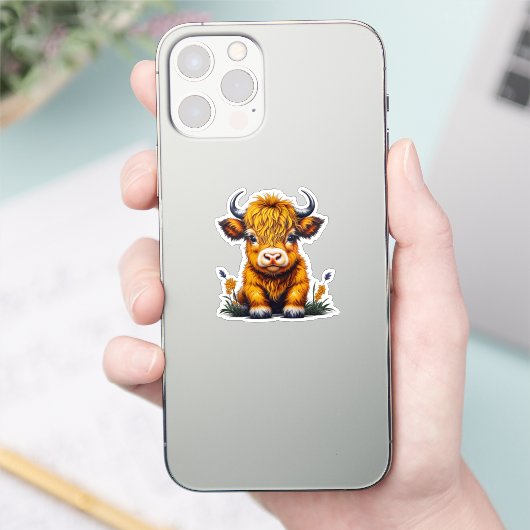 Sticker Bébé doux Highland Cow (Téléphone)