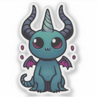 Sticker Bébé Dragon Démon Mignon - Fantaisie Kawaii