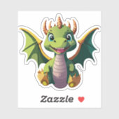 Sticker Bébé Dragon Dessin Animé Mignon Personnage (Feuille)