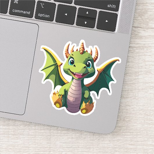 Sticker Bébé Dragon Dessin Animé Mignon Personnage (Détail)
