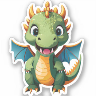 Sticker Bébé Dragon Dessin Animé Mignon Personnage