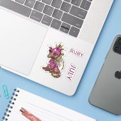 Sticker Bébé Dragon en pierre de naissance Juillet Ruby (Ordinateur portable avec iPhone)