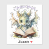 Sticker *~* Bébé Dragon LECTURE LIVRES dévorant AP88 (Feuille)