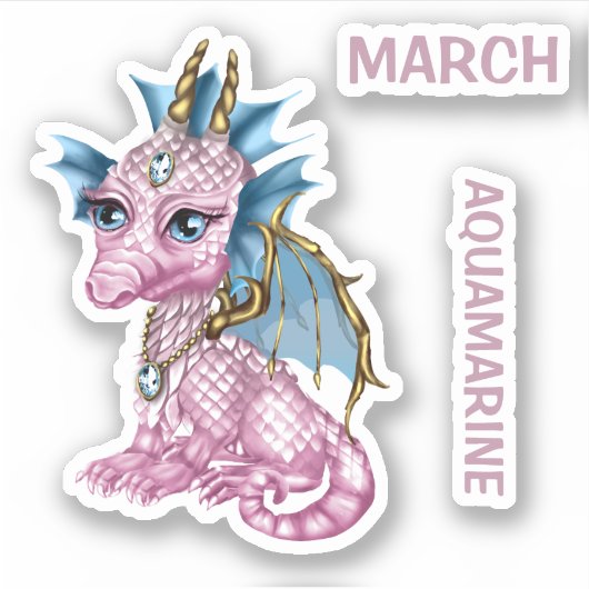Sticker Bébé Dragon Mars Aquamarine (Devant)