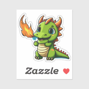 Sticker Bébé Dragon Mignon Avec Premier Souffle de Feu