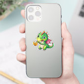 Sticker Bébé Dragon Mignon Avec Premier Souffle de Feu (Téléphone)