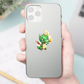 Sticker Bébé dragon mignon avec torche allumée (Téléphone)