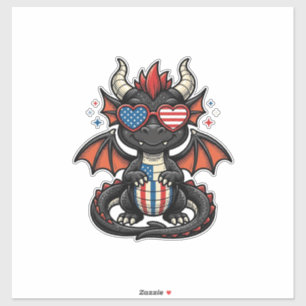 Sticker Bébé dragon patriotique vintage vecteur conception