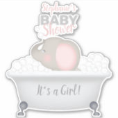 Sticker Bébé Eléphant bulle Baby shower fille bain (Devant)