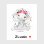 Sticker Bébé éléphant fleur mignonne (Feuille)