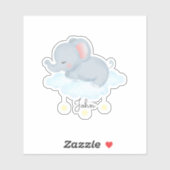 Sticker Bébé éléphant mignon sur un nuage (Feuille)