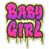 Sticker Bébé Fille Art Word Dripping Peinture Spray Rose V (Devant)