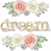 Sticker Bébé fille Dream Décor aquarelle Floral avec or (Devant)