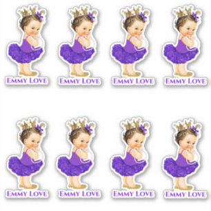 Sticker Bébé Fille Princesse Ballerine Tutu Violet Couronn
