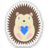 Sticker Bébé Garçon Hérisson Cœur Bleu (Recto)