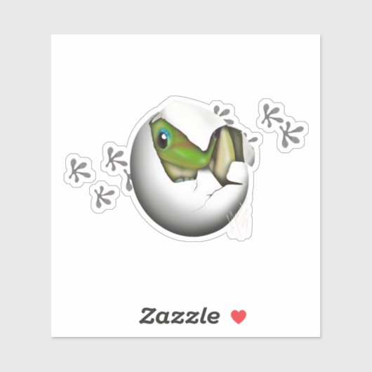 Sticker Bébé Gecko dans l'œuf (Feuille)