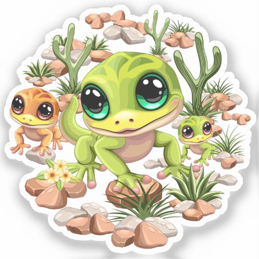 Sticker Bébé Geckos jote personnages de dessin (Recto)