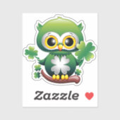Sticker Bébé Hibou Mignon St Patrick Dessin Animé (Feuille)
