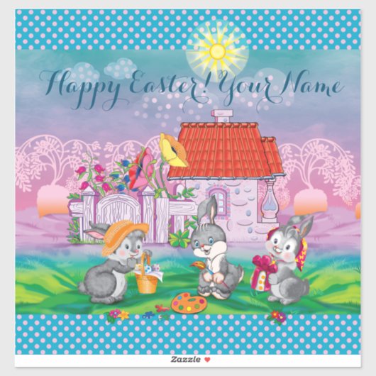 Sticker Bébé lapin petit (Feuille)