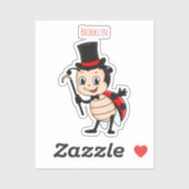 Sticker Bébé mignon avec chapeau et dessin animé de cravat (Feuille)