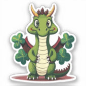 Sticker Bébé mignon Bon Dragon De Chuck Avec Quatre Feuill (Recto)