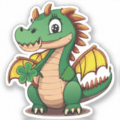 Sticker Bébé mignon Bon Dragon De Chuck Avec Quatre Feuill (Recto)