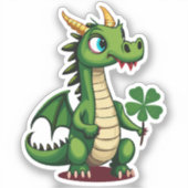 Sticker Bébé mignon Bon Dragon De Chuck Avec Quatre Feuill (Recto)