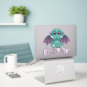 Sticker Bébé mignon Cthulhu Petit Monstre (Ordinateur portable sur le bureau)
