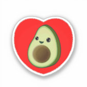 Sticker Bébé mignon Dessin Avocado Dans Le Coeur Rouge (Recto)