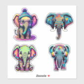 Sticker Bébé mignon éléphant Adorable Illustrations numéri (Feuille)