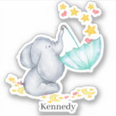 Sticker Bébé mignon Eléphant Attraper Étoiles Tombantes Vi (Devant)