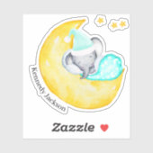 Sticker Bébé mignon Eléphant dormant sur la Lune Vinyl (Feuille)