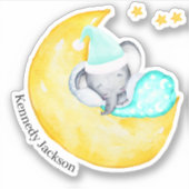 Sticker Bébé mignon Eléphant dormant sur la Lune Vinyl (Devant)
