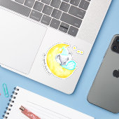 Sticker Bébé mignon Eléphant dormant sur la Lune Vinyl (Ordinateur portable avec iPhone)