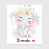 Sticker Bébé mignon Eléphant rose die coupé (Feuille)