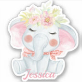 Sticker Bébé mignon Eléphant rose die coupé (Devant)