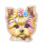 Sticker Bébé mignon et adorable Yorkie (Devant)