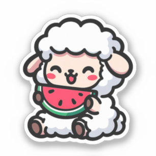 Sticker Bébé mignon Manger une pastèque
