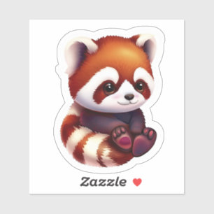 Sticker Bébé mignon Panda rouge