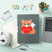 Sticker Bébé mignon renard avec coeur Good Vibes (Couverture iPad)
