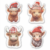 Sticker Bébé mignon Vache Highland Saint Valentin (Devant)