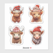 Sticker Bébé mignon Vache Highland Saint Valentin (Feuille)