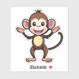 Sticker Bébé Mignonne Singe Dansant Une Fantastique Jig