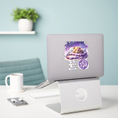 Sticker Bébé ours dormant violet Galaxy Baby shower fille (Ordinateur portable sur le bureau)