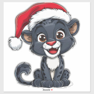 Sticker Bébé panthère noire adorable portant un chapeau de