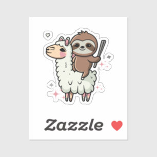 Sticker Bébé paresseux et lama mignons