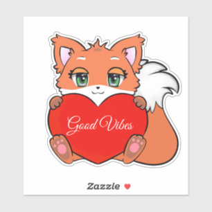 Sticker Bébé renard mignon avec des vibrations positives d