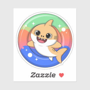 Sticker Bébé Requin Mignon Avec Flotteur Enfants